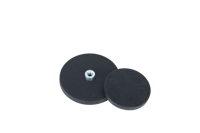 Aimant rond puissant recouvert de caoutchouc noir avec filetage interne, support magnétique robuste pour le montage de véhicules et d'équipements