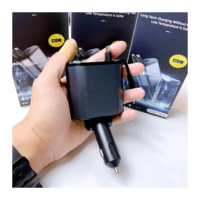 Chargeur rapide de voiture 4 en 1 120W pour téléphone avec câbles rétractables de type C et 2 ports de charge Chargeur de voiture