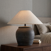 Lampe de table en céramique faite à la main avec abat-jour en tissu, décoration lumineuse pour salle de spa