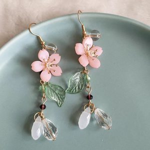 Pendientes <span class=keywords><strong>de</strong></span> orquídea estilo bosque, súper mágicos, <span class=keywords><strong>de</strong></span> inspiración china antigua, con borlas <span class=keywords><strong>de</strong></span> loto rosa, largos, <span class=keywords><strong>de</strong></span> cristal Hanfu - Product Image 2