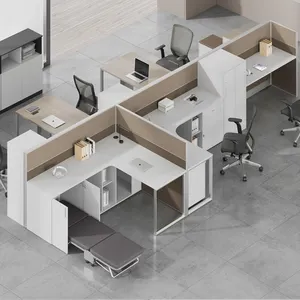 שולחן עבודה במשרד מודולרי 120 ס "מ 6 מושב ריהוט משרדי עבודה בית עבור 4 אנשים