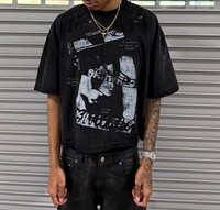 T-shirt graphique personnalisé, T-shirt oversize court, T-shirt boxy, impression DTG haute qualité, streetwear, délavé à l'acide, rétro, T-shirt homme