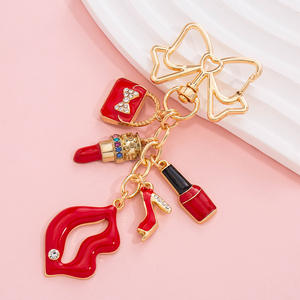 Bolsos, <span class=keywords><strong>Maquillaje</strong></span>, Lápices Labiales Brillantes, Tacones Altos, Accesorios para Carteras, Llaveros, para Mujeres y Niñas, con Esmalte y Diamantes - Product Image 3