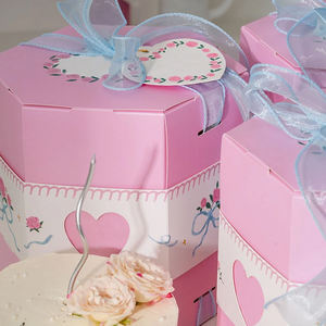 Boîte à gâteau en papier hexagonale rose romantique de 8 pouces, lot de 2, 8x8x8,5 pouces, porte-gâteaux/contenants pour gâteaux d'anniversaire, laminage mat, <span class=keywords><strong>sushi</strong></span> - Product Image 4
