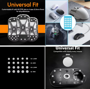 Patines de ratón de PTFE con puntos de baja fricción, deslizamiento universal, pegatinas de patines de ratón de vidrio, control de velocidad silencioso para accesorios de gaming - Product Image 4