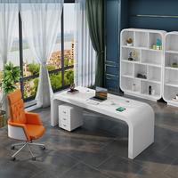 Ensemble de bureau de direction moderne en bois de luxe en forme de L avec design modulaire style minimaliste