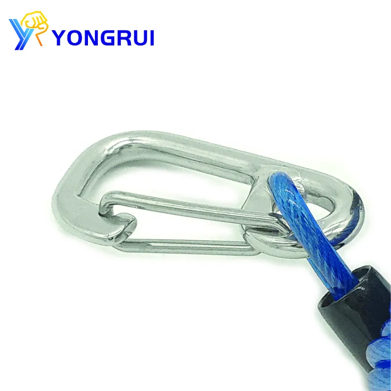 Excellent Quality 304 Steel Coil Spring Lanyard with Quick-Release Hook for Adjustable Length