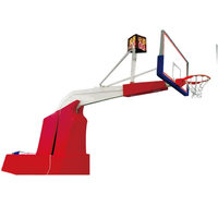 Support de panier de basket portable pliable de 3 m avec panneau arrière en verre trempé, cadre en acier réglable en hauteur par vérin hydraulique pour l'entraînement