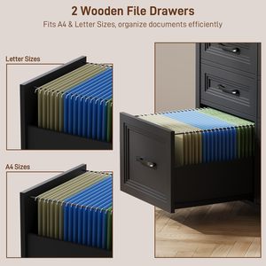 Armoire de classement SENYU noire à 6 tiroirs, grande capacité, pour le rangement à domicile ou au bureau, design moderne, mobilier de bureau en MDF - Product Image 3