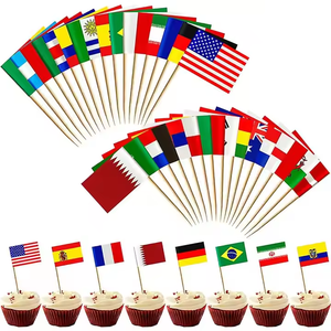 Personnalisé 100 pièces drapeau National nourriture <span class=keywords><strong>Cocktail</strong></span> drapeau jetable BAMBOU imprimé en bois cure-dents drapeau fête <span class=keywords><strong>Bar</strong></span> nourriture - Product Image 1