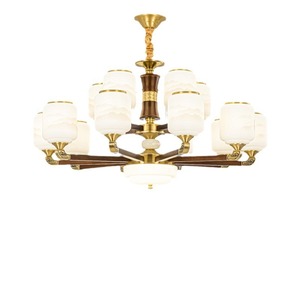 Chinese Style All Copper Chandelier Solid Wood Multi Head LED Living Room Bedroom <b>Lighting</b> - Product Image 2