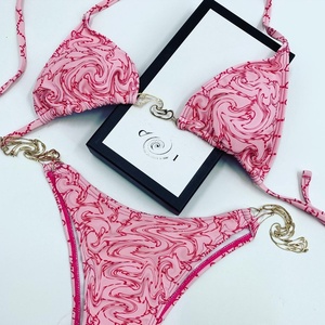 Classic Model Factory Direct Sale Foreign Trade Cross-Border Sexy <strong>Triangle</strong> <strong>Bikini</strong> High-End Chain Chiffon 2-Piece <strong>Set</strong> Available - Product Image 3
