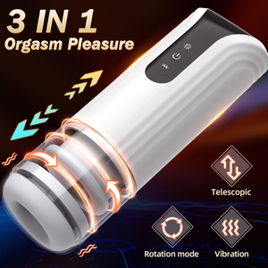 3 In 1 Telescopic Male <b>Masturbator</b> With Rotation And Vibration For Adult Stimulation - Product Image 1