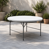 Table ronde pliable en plastique pour banquet portable, idéale pour les mariages, la restauration, les fêtes, les pique-niques, le camping, le jardin, les restaurants, les hôtels