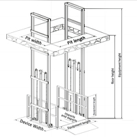 Ascenseur de levage de matériaux économique pour accès à un mezzanine à deux étages, monte-charge vertical simple avec certification CE, capacités 500kg, 1000kg, 2000kg