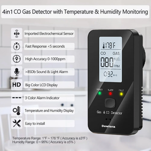 <span class=keywords><strong>Detector</strong></span> <span class=keywords><strong>de</strong></span> Gas y <span class=keywords><strong>Monóxido</strong></span> <span class=keywords><strong>de</strong></span> <span class=keywords><strong>Carbono</strong></span> 4 en 1 con Monitoreo <span class=keywords><strong>de</strong></span> Temperatura y Humedad, Alarma <span class=keywords><strong>de</strong></span> CO y Metano Enchufable, Compatible con OEM/ODM - Product Image 2