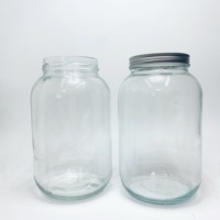 Toples kaca acar dengan tutup plastik, kaleng stok 4 L 1 galon