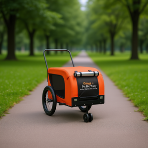 Remolque para bicicleta para mascotas naranja D0100H5GVP2 hecho de tela Oxford y hierro para perros y gatos - Product Image 2