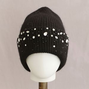 Bonnet en tricot avec strass, épaissi, chaud pour l'automne et l'hiver - Product Image 2