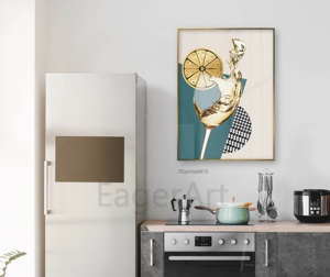 Pintura de resina de cristal de vino abstracto dorado, <span class=keywords><strong>estilo</strong></span> de lujo, impresiones acrílicas UV, imagen de pared moderna, decoración del hogar - Product Image 3