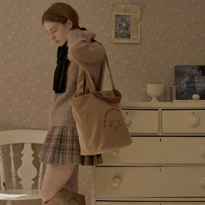 Custom Embroidery Logo Solid Color Open Organic Recycled Corduroy Durable Heavy Duty 15 Inches Shopping <b>Tote</b> <b>Bag</b> <b>Promotion</b> - Product Image 6