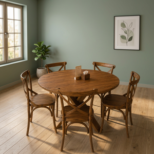 Ensemble de table et chaises rondes en teck massif moderne pour café, restaurant, hôtel, villa, mobilier de salle à manger - Product Image 5