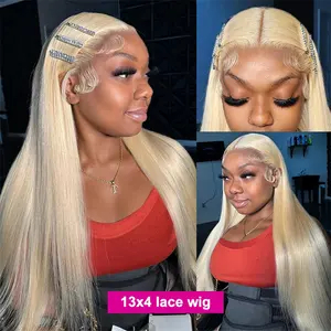 30 Inch 613 Honey Blonde Bone Straight 13x4 Lace Front Human Hair Wig Brazilian 220% Colored Lace Frontal Wigs For Black Women