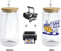 Gobelet en verre transparent de 16 oz pour sublimation avec couvercle en bambou, sans BPA et sans danger pour les aliments, design moderne pour bière, café glacé et projets de sublimation