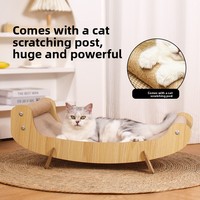 Lit de repos pour chat de luxe avec tapis à gratter remplaçable, structure robuste en MDF, protecteur de meubles, lit moderne pour chat