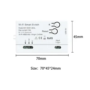 eWelink智能USB 7-32V DIY 1通道点动自锁WIFI无线智能家居开关，带Alexa的语音遥控器