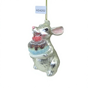 เครื่องประดับตกแต่งคริสต์มาสรูปเอลฟ์และหนูทำจากแก้วขายส่ง - Product Image 1