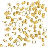 Nouveauté Tendance : Lot de 210 Perles et Manchettes Métalliques Dorées pour Tresses Box Braids, Coiffures Locs et Projets DIY