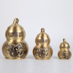 Botella con diseño de dragón repelente al fuego, esquina noreste de la cocina, piedras amarillas, cristal, gran adorno de calabaza de cobre puro, norte y - Product Image 1