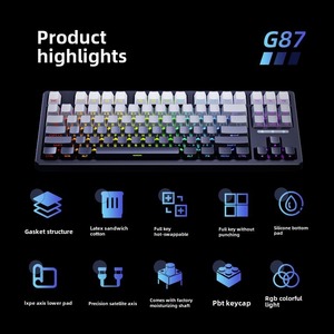 Eweadn คีย์บอร์ดสำหรับเล่นเ<span class=keywords><strong>ก</strong></span>ม G87ไร้สาย tkl สลับร้อน RGB backlit ตั้งโปรแ<span class=keywords><strong>ก</strong></span>รมได้3โหมดสำหรับ windows/mac/pc - Product Image 6