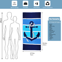 Serviette de plage en microfibre - Impression numérique vibrante, sans sable, séchage rapide, utilisation piscine/voyage/yoga, vente en gros et OEM