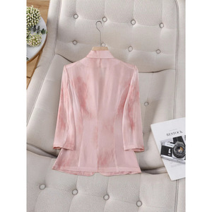 Pink Three Quarter Sleeve Blazer Jacket Women Professional Casual Breathable Spring Summer Autumn Tops Commute - Product Image 3