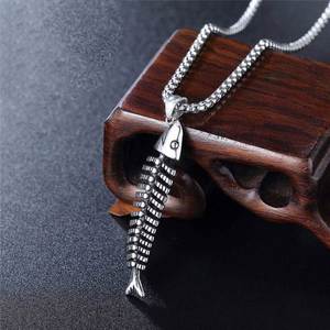 Stainless <b>Chain</b> Necklace for Men Retro Fish Bone Pendant Necklace Gothic Fashion Couple Necklace Hip Hop Rock Punk Jewelry - Product Image 6