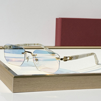 Lunettes de soleil de luxe pour hommes, rectangulaires, sans monture, de créateur, avec verres dégradés, monture en titane, protection UV400, haute qualité, idéales pour les vacances