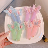 Élastiques à cheveux en spirale personnalisés pour enfants et filles, motif papillon coloré, style cordon de téléphone