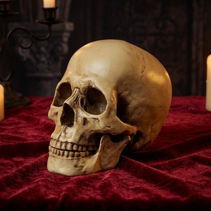 Crâne Humain <span class=keywords><strong>en</strong></span> Résine Taille Réelle 1:1 Peint à la Main Décoration Halloween Gothique Tête <span class=keywords><strong>de</strong></span> <span class=keywords><strong>Mort</strong></span> Réaliste Figurine Collection - Product Image 1