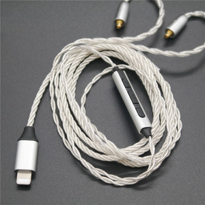 สายหูฟังแบบ Lightning พร้อมไมโครโฟน สายสัญญาณเสียง MMCX ชุบเงิน สำหรับอุปกรณ์ Apple - Product Image 3