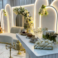 JINDA Arche de scène de mariage populaire avec éclairage LED, support de toile de fond, décoration blanche, ensemble d'arches en métal pour événements avec film
