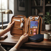 Portefeuille de voyage multifonction en cuir PU de luxe A5 avec logo personnalisé RFID, porte-passeport zippé pour documents, idéal pour les voyages d'affaires 2026