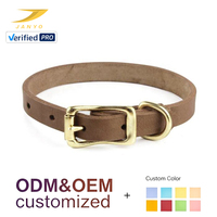 Collier pour chien en cuir véritable fin OEM avec accessoires en laiton, design à trous réglables, ceinture durable pour animaux de compagnie, collier de cou pour animaux de compagnie pour l'extérieur