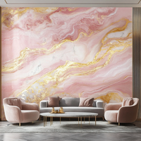 Papier peint rose et or Papier peint marbré en gros Décoration murale de salon