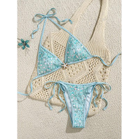 Maillots de bain bikini unis sexy taille haute à sequins étoile de mer pour les vacances à la plage - Vente en gros