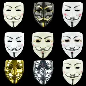 HF Halloween Masquerade Plastic Mask Scary Grimace V Vendetta Mask Full Face Male Hip-hop Masks