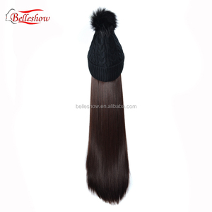 peluca cabeza caliente de lana sombrero peluca negro de lana de pelo largo y recto de invierno cálido de pelo largo pelo recto - Product Image 4
