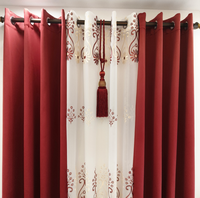 Rideaux occultants de luxe haut de gamme en voile brodé à œillets, 4 pièces, pour le salon