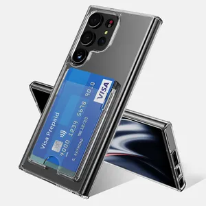 manufacture hot sale crystal clear hard case for samsung s23 ultra credit card slot phone case for samsung S22 S21 S20 PLUS